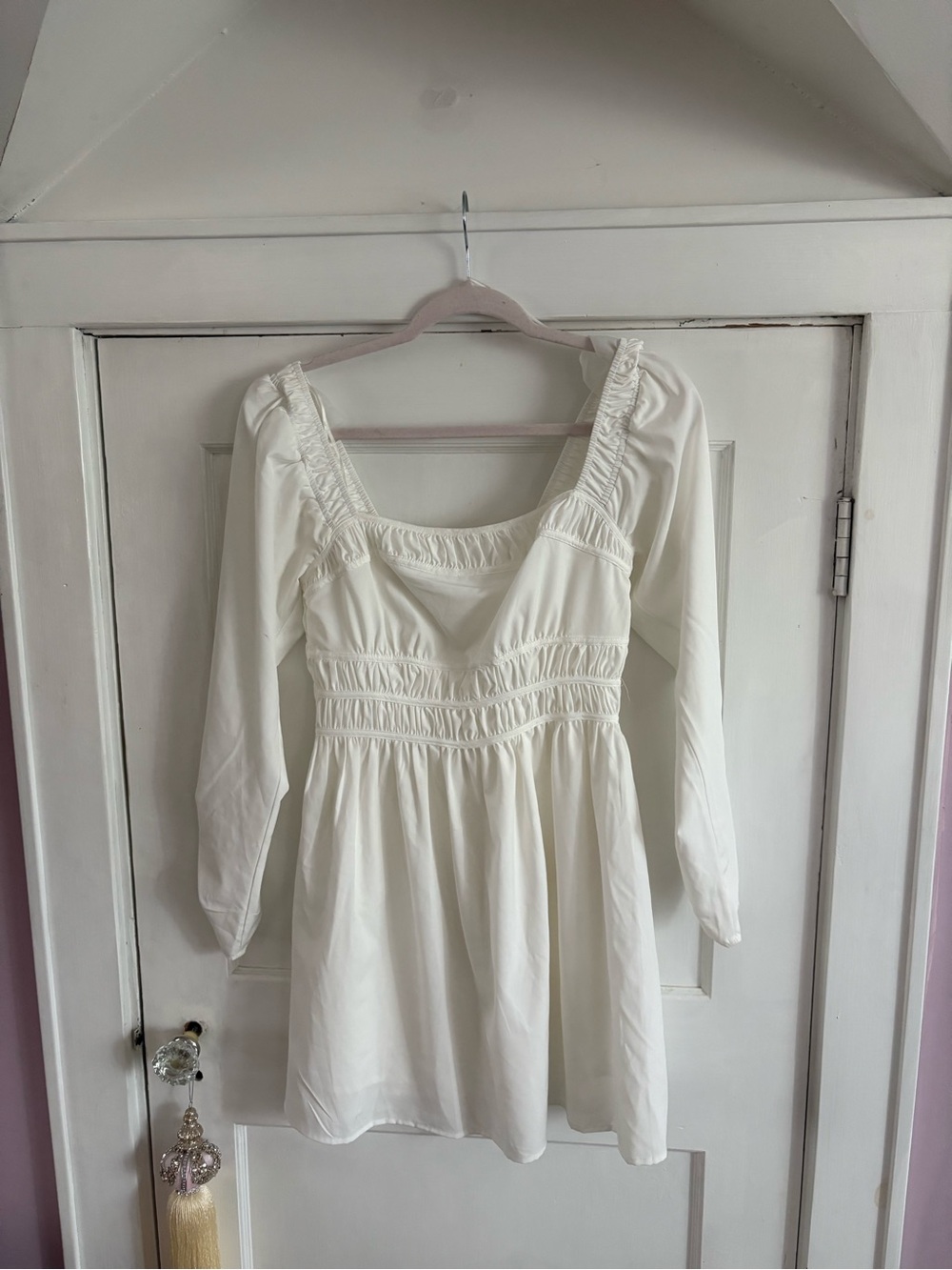 Astr White Smocked Mini Dress
